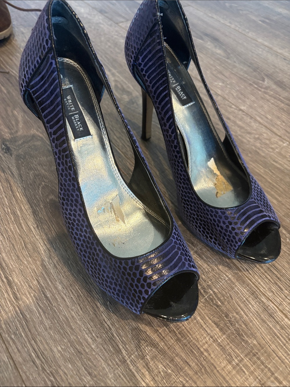 White House Black Market Purple Peep-Toe Stiletto Heels